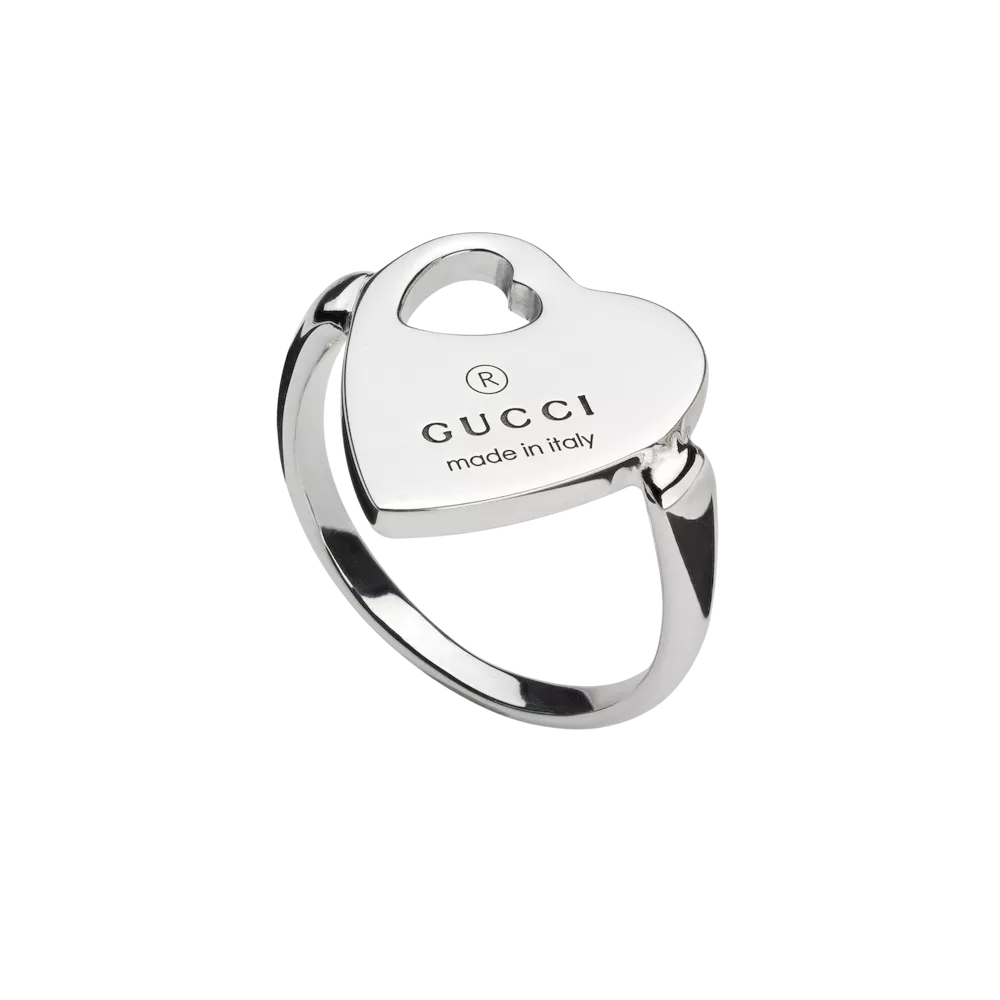 Gucci trademark silver heart ring on sale