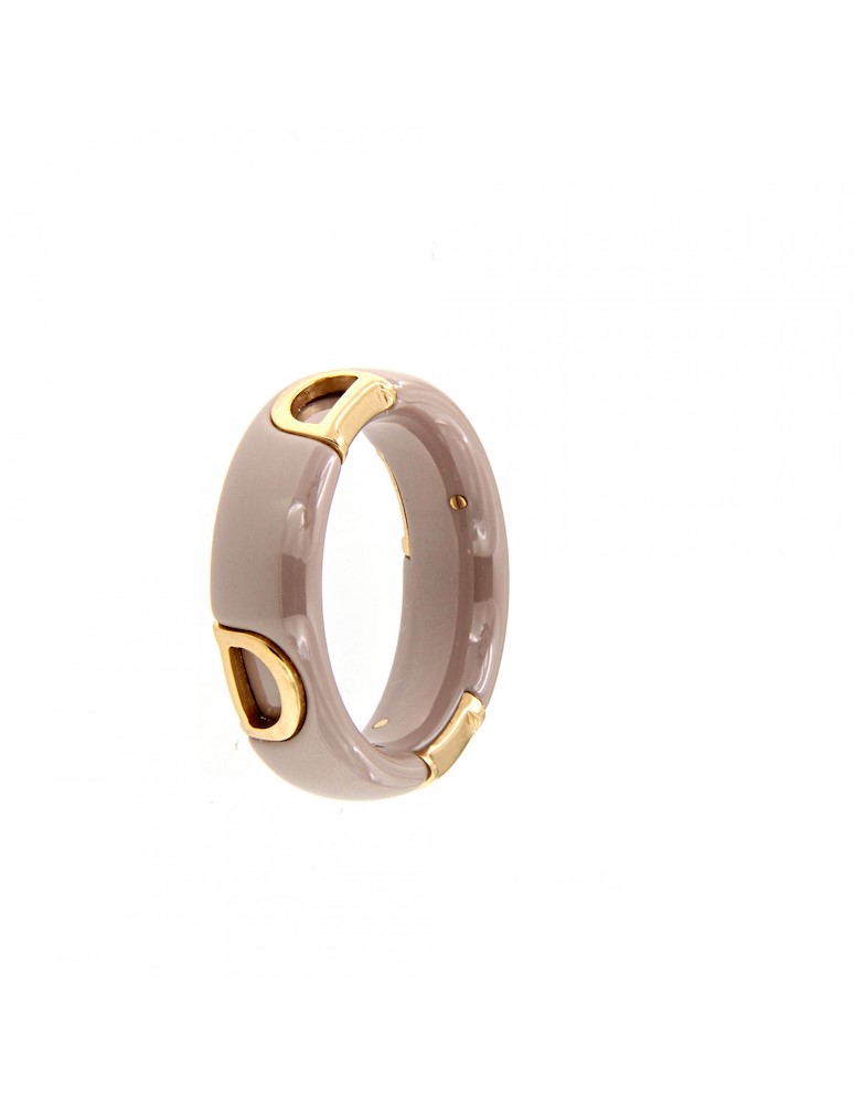 Damiani Anello D icon Ceramica Cappuccino Ed Oro Rosa Misura 13