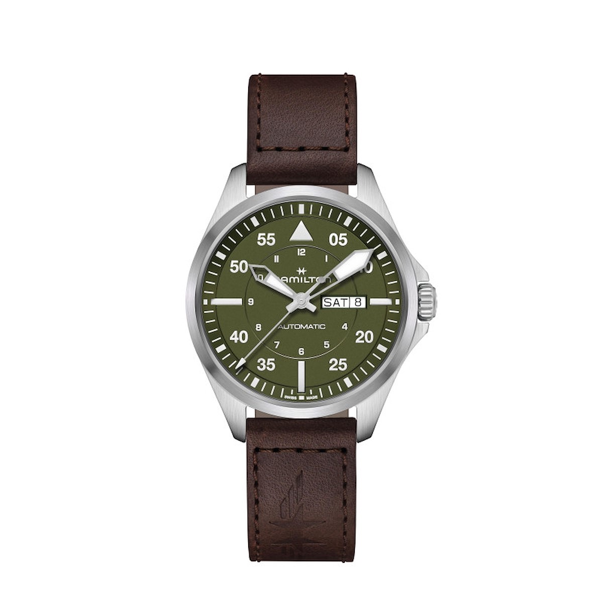 Khaki aviation day date auto top