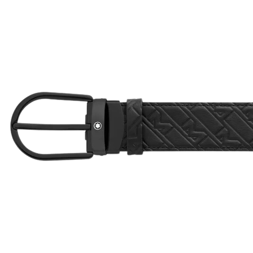 Cintura in pelle nera 35 mm con fibbia a ferro di cavallo MB129023
