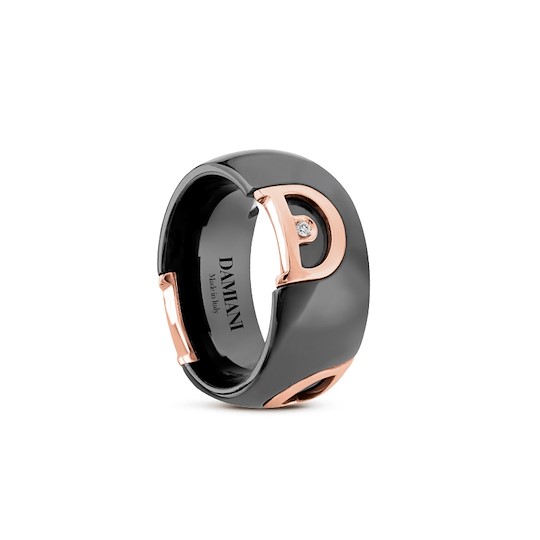 Damiani Anello D-icon Ceramica Nera Ed Oro Rosa Misura 11