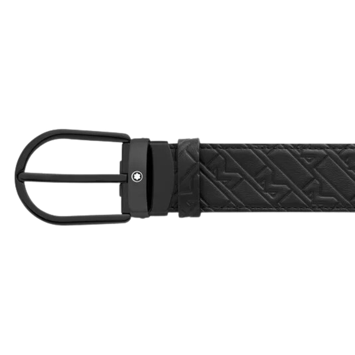 Cintura in pelle nera 35 mm con fibbia a ferro di cavallo MB129023
