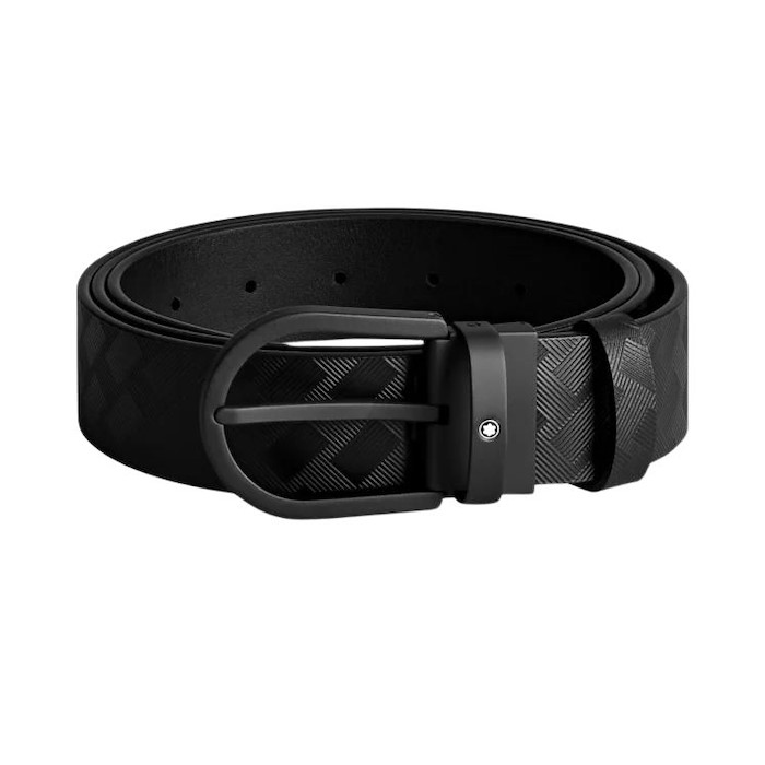 Montblanc Extreme 3.0 Black Leather Belt and Horseshoe Buckle